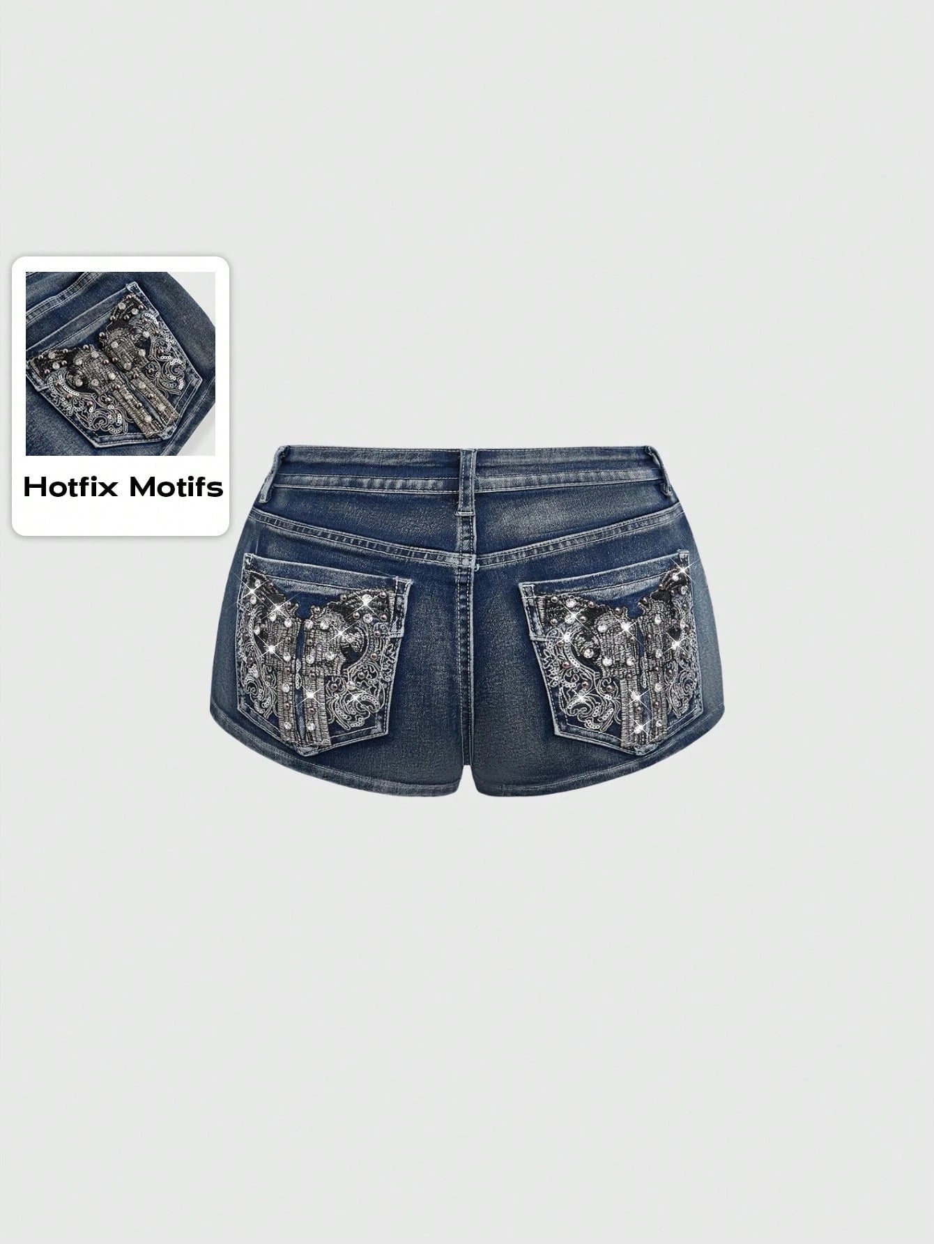 Low Rise Distressed Denim Shorts Female Jeans Womens Jeans Shorts Vintage Y2K Punk Style Embroidered Hot Pants