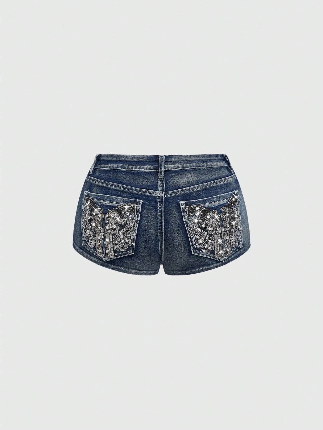 Low Rise Distressed Denim Shorts